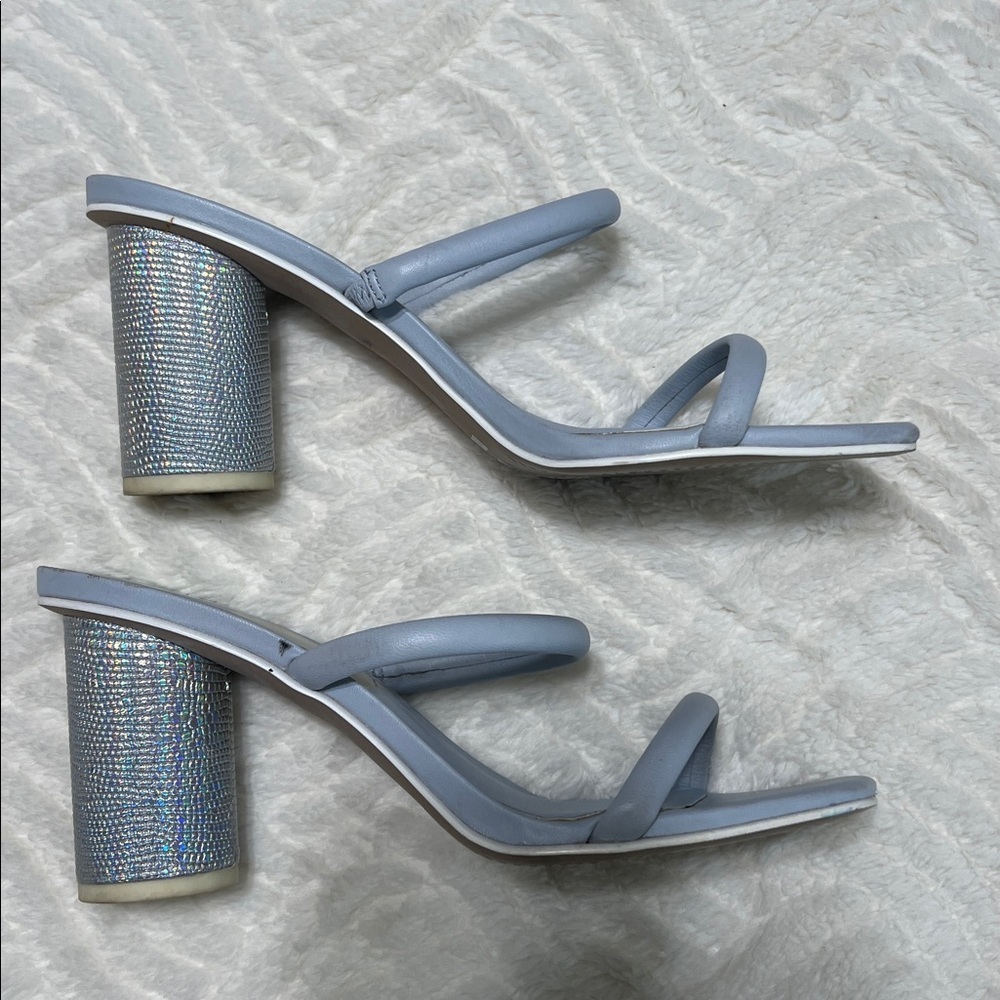 Dolce Vita Noles Light Blue Silver Block Heel Sandals 7.5 - Picture 8 of 14